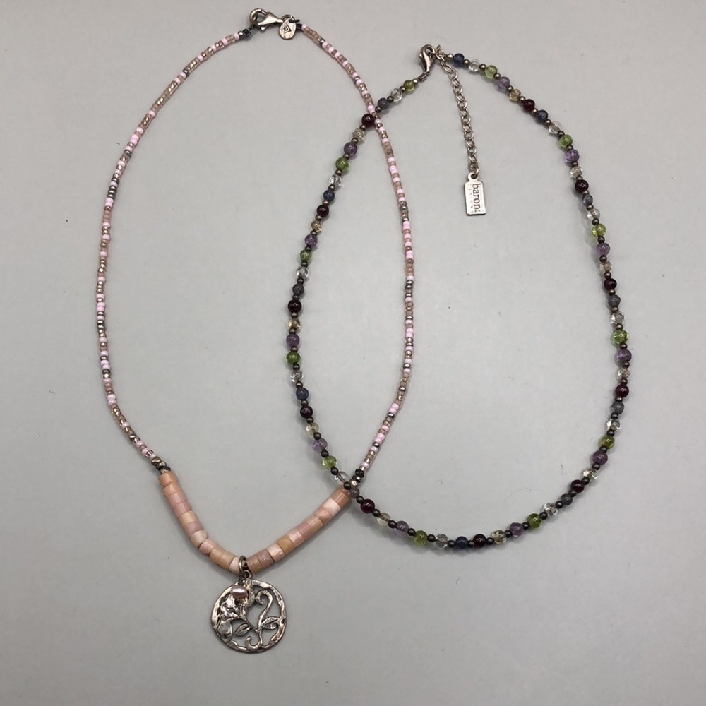 Silpada Flirt Alert + Baroni Designs Gemstone Sterling SIlver 925 necklaces BOHO